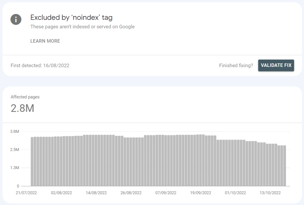 google search console noindex